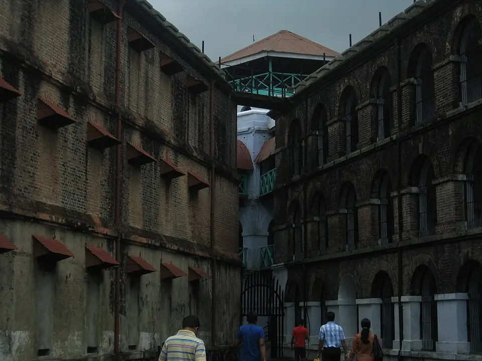 Brick wings of Cellular Jail meeting at the central watchtower